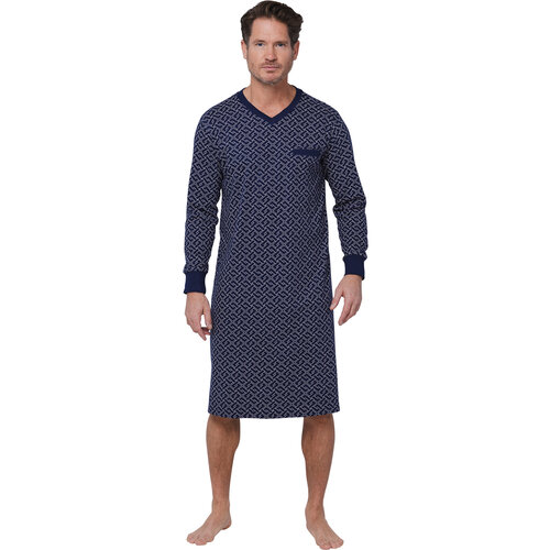 Pastunette Heren nachthemd lange mouw - graphic blauw