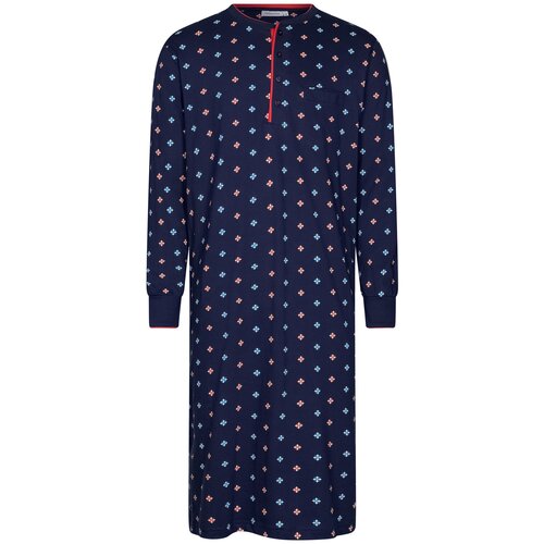 Pastunette Heren nachthemd lange mouw - allover print blauw