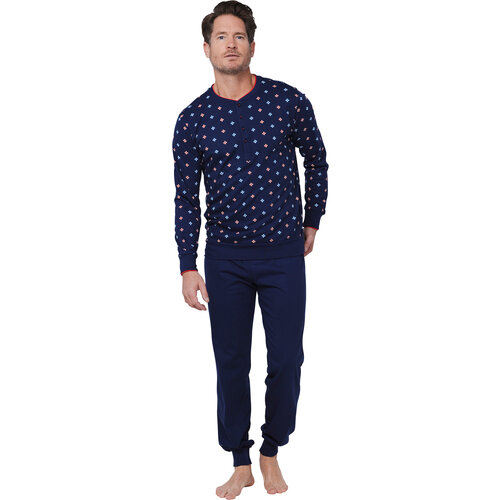 Pastunette Heren pyjama katoen - allover print blauw