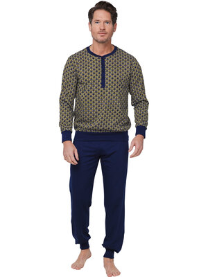 Pastunette Heren pyjama katoen - allover print groen blauw
