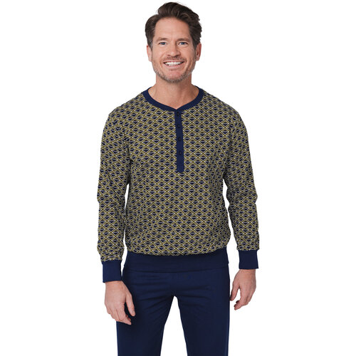Pastunette Heren pyjama katoen - allover print groen blauw