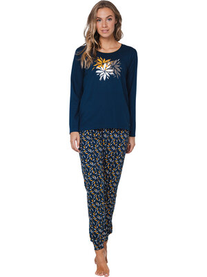 Pastunette Dames pyjama katoen - donkerblauw - bio katoen