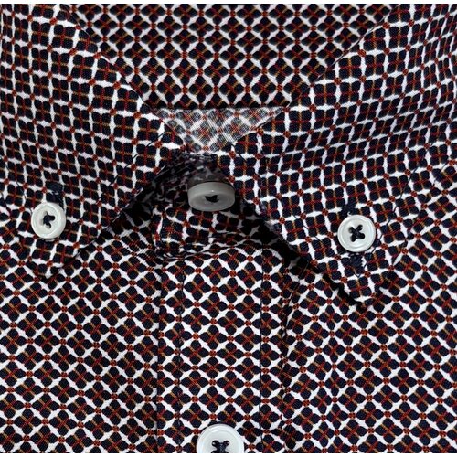 Pre End Heren overhemd lange mouw - blauw rood - strijkvrij