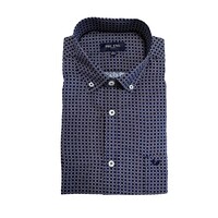 Heren overhemd lange mouw - navy - strijkvrij