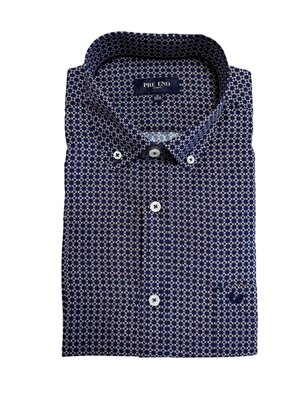 Pre End Heren overhemd lange mouw - navy - strijkvrij