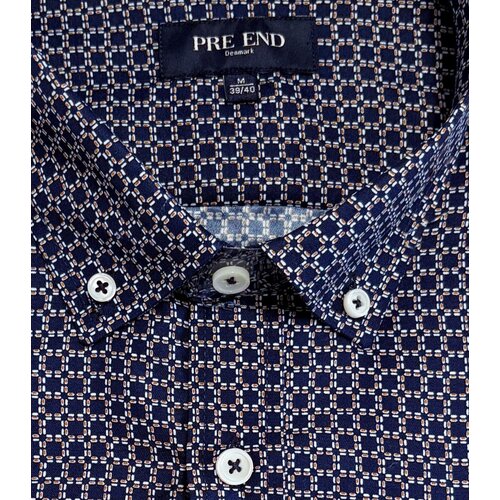 Pre End Heren overhemd lange mouw - navy - strijkvrij