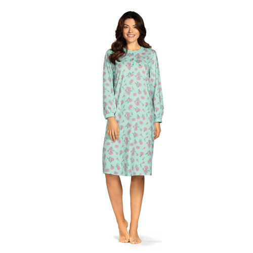 Comtessa Klassiek dames nachthemd lange mouw - mint