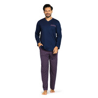 Heren pyjama katoen - donkerblauw