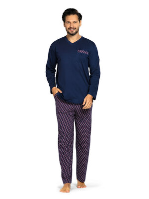 Comte Heren pyjama katoen - donkerblauw