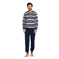 Heren pyjama katoen - blauw gestreept