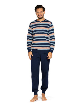 Comte Heren pyjama katoen - blauw gestreept