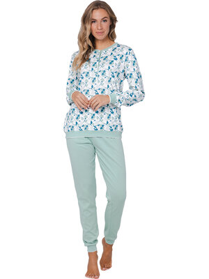 Pastunette Dames Pyjama interlock kwaliteit - Sangria Nights – Wit/Groen