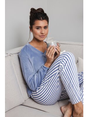 Pastunette Dames pyjama - fleece kwaliteit -blue