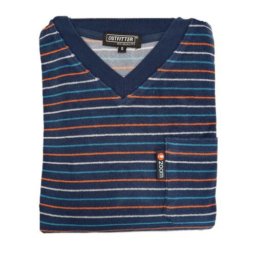 Outfitter Badstof Heren Pyjama - Blauw - Gestreept