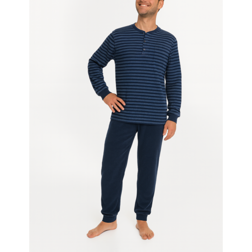 Outfitter Badstof Heren Pyjama - Blauw Outfitter Badstof Heren Pyjama - Blauw