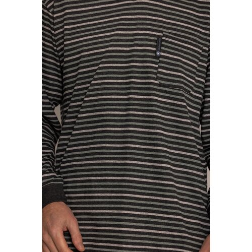 Outfitter Heren pyjama - donkergrijs - gestreept dessin