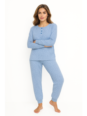 Cocodream Dames pyjama interlock - blauw