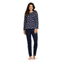 Dames pyjama katoen - flower navy