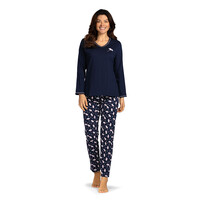 Dames pyjama katoen - donkerblauw