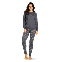 Dames pyjama katoen - grijs sterren