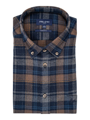 Pre End Heren overhemd flanel lange mouw - mid brown