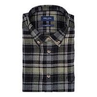 Heren overhemd flanel lange mouw - green black