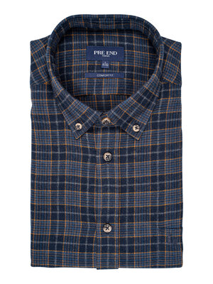 Pre End Heren overhemd flanel lange mouw - dark navy