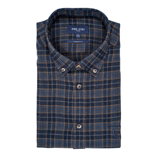 Pre End Heren overhemd flanel lange mouw - dark navy