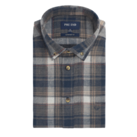 Heren overhemd flanel lange mouw - mid grey