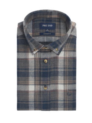 Pre End Heren overhemd flanel lange mouw - mid grey