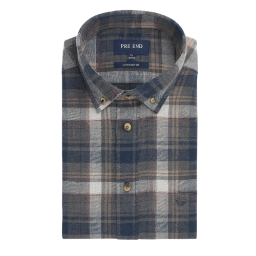 Pre End Heren overhemd flanel lange mouw - mid grey