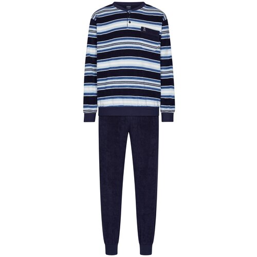 Robson Badstof heren pyjama - blauw gestreept