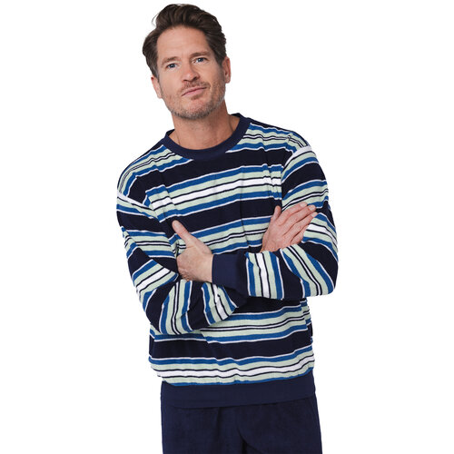 Robson Badstof heren pyjama - blauw groen gestreept