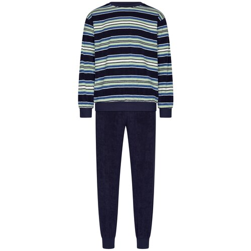 Robson Badstof heren pyjama - blauw groen gestreept