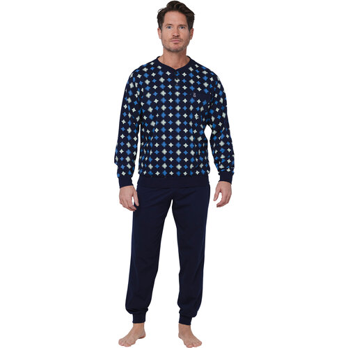 Robson Heren pyjama katoen - dark blue