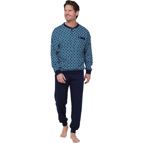 Heren pyjama katoen - blue circles