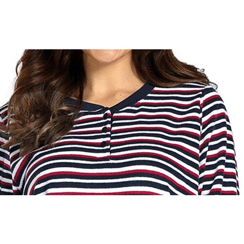 Comtessa Badstof dames pyjama - navy blue gestreept