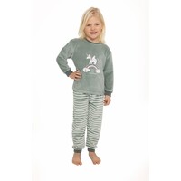 Meisjes pyjama velours - groen - unicorn
