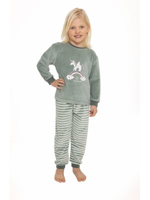 Cocodream Meisjes pyjama velours - groen - unicorn