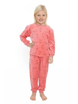 Cocodream Meisjes pyjama velours - roze - katjes