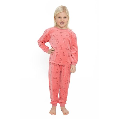 Cocodream Meisjes pyjama velours - roze - katjes