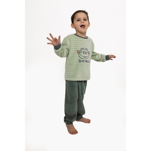 Outfitter Jongens pyjama velours - groen - monkey