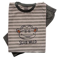 Jongens pyjama velours - grijs - monkey