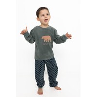 Jongens pyjama fleece - donkergroen - bear