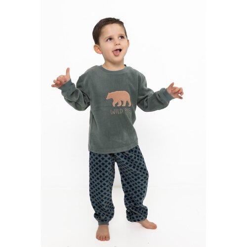 Outfitter Jongens pyjama fleece - donkergroen - bear