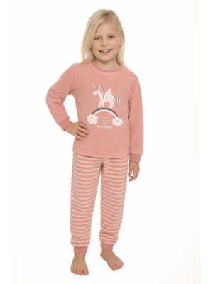 Cocodream Meisjes pyjama velours - roze - unicorn