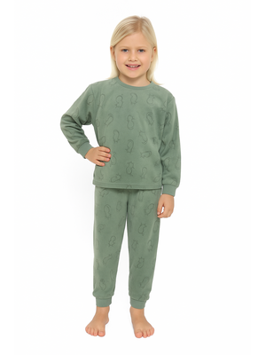 Cocodream Meisjes pyjama velours - groen - katjes Cocodream Meisjes pyjama velours - groen - katjes