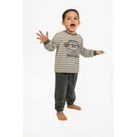 Jongens pyjama velours - grijs - monkey
