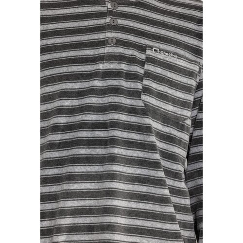 Outfitter Velours heren pyjama - grijs  gestreept