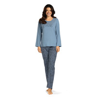 Dames pyjama katoen - blauw panter